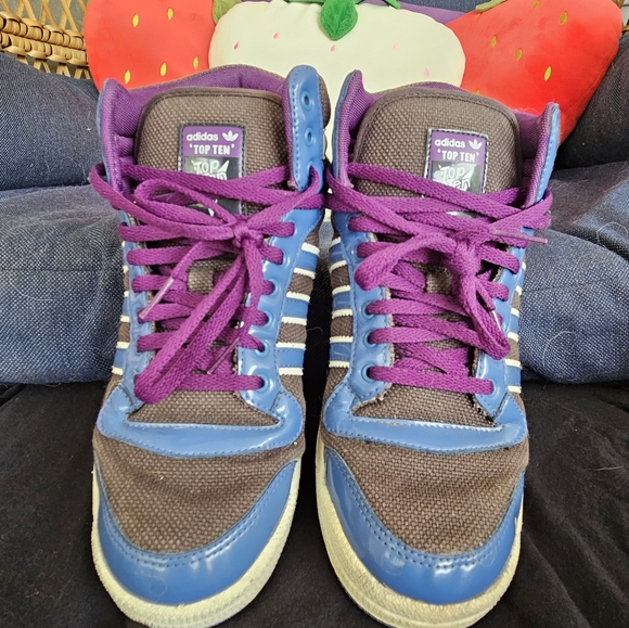 Blue and Purple Hightop Adidas 8.5 - Picture 2 of 4